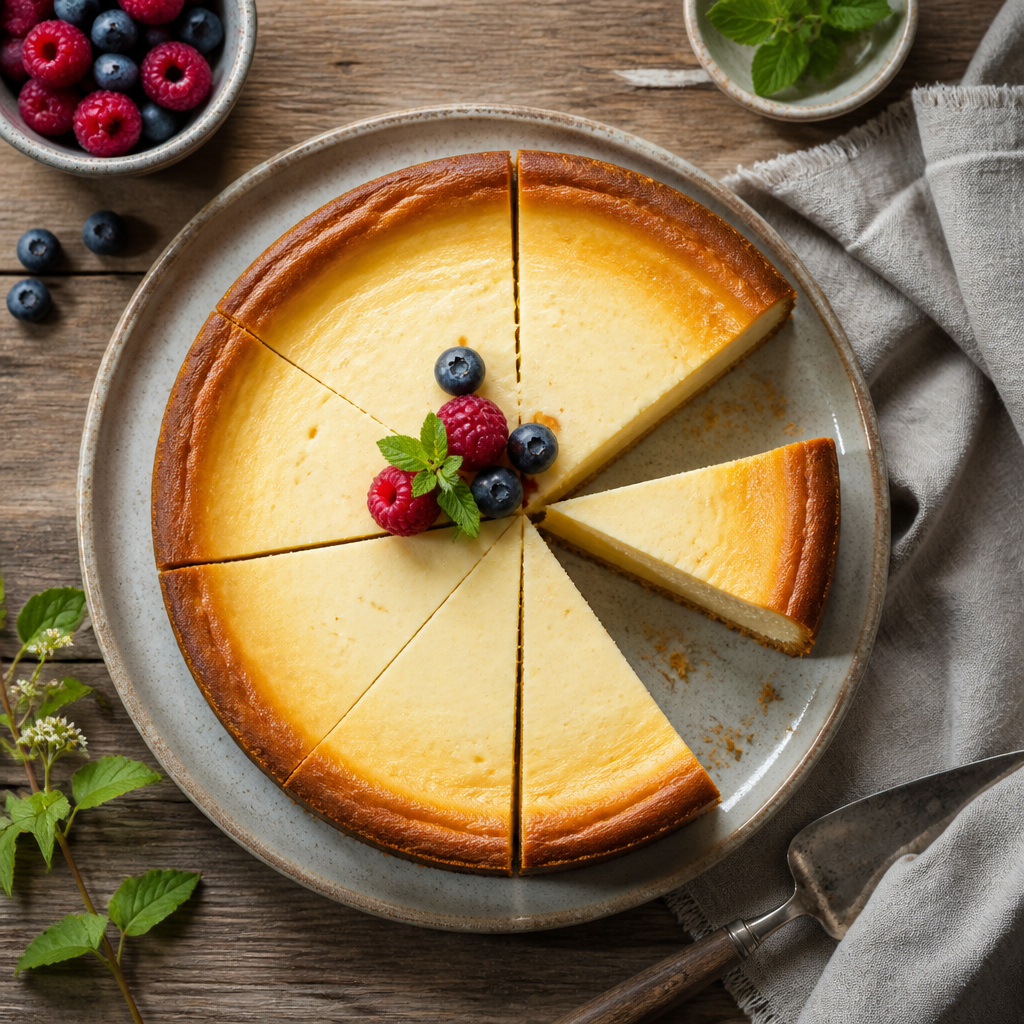 Klassischer deutscher Käsekuchen mit Quark und Mürbeteigboden